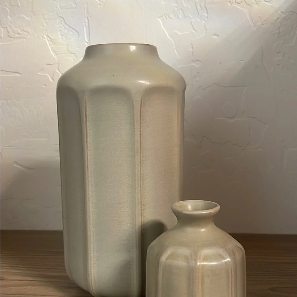 4” Faceted Ceramic Bud Vase in Taupe - Hearth & Hand with Magnolia